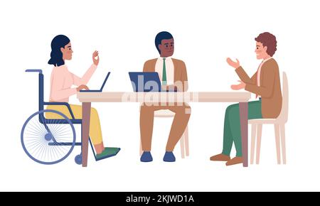 Inclusion in workplace semi flat color vector characters Stock Vector
