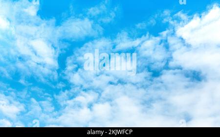 Sky panorama. Blue cloudy sky panorama. Panoramic Blue sky and white clouds. fluffy cloud in blue sky background. high resolution Stock Photo
