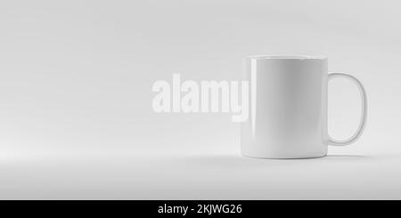 Ceramic mug on white background. Blank white cup mockup. Closeup mug mockup. product for design branding and advertising on white background. mock-up Stock Photo