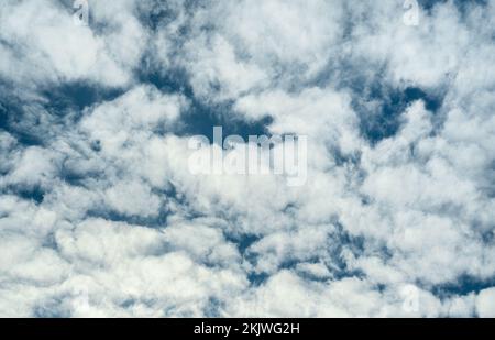 Blue cloudy sky panorama. Panorama of white cloud and blue sky in morning. Clouds background, texture Stock Photo