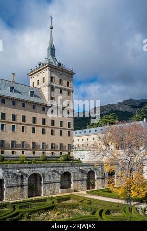 Royal Site of San Lorenzo de El Escorial (Monasterio y Sitio de El Escorial), San Lorenzo de El Escorial, Madrid, Spain Stock Photo