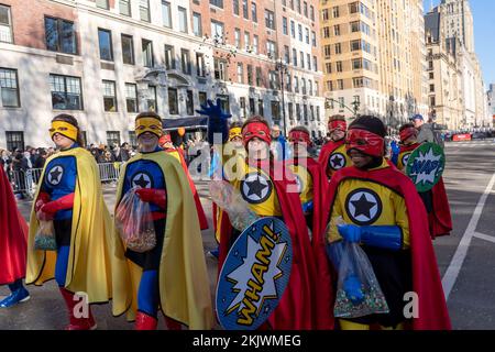 New York, USA. 24th Nov, 2022. NEW YORK, NEW YORK - NOVEMBER 24: Participants march in 96th Macy's Thanksgiving Day Parade on November 24, 2022 in New York City. Credit: Ron Adar/Alamy Live News Stock Photo