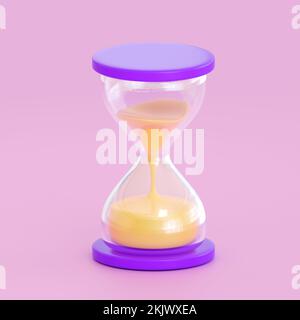 3d hourglass with sand. Business, deadline, time, history, financial invest and budget plan concept. Realistic 3d high quality render Stock Photo