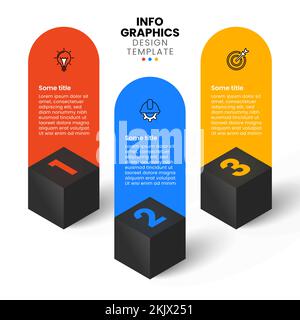 Infographic template with icons and 3 options or steps. 3d cubes. Can be used for workflow layout, diagram, banner, webdesign. Vector illustration Stock Vector
