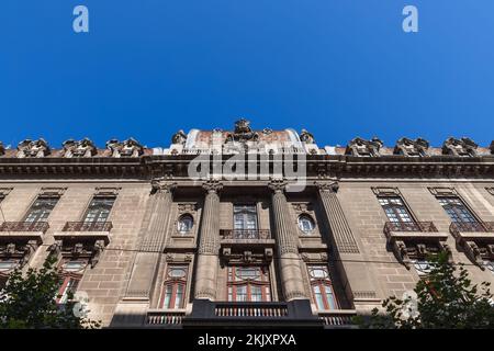 Historical building on Strada Ion Ghica 4 famously known as Bucharest Stock Exchange Palace features an eclectic style with neoclassical influences. B Stock Photo