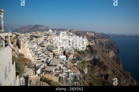 A beautiful cityscape on a cliff facing the sea in the morning Stock Photo