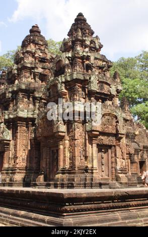 Towers, internal courtyard, Banteay Srei, Angkor, Siem Reap, Cambodia Stock Photo