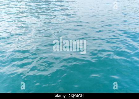 Water texture background, mediterranean ripple wavy light blue water surface, top view Stock Photo