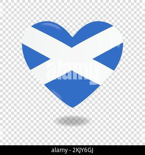 Volumetric heart of Scotland on checkered background denoting transparency, vector image Stock Vector