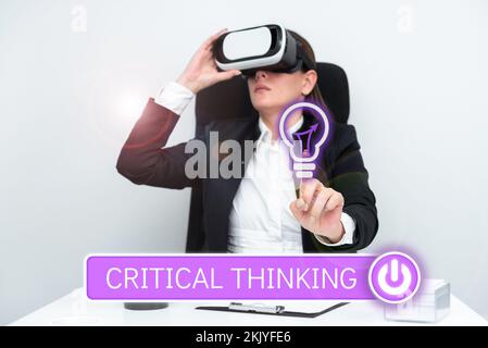 Sign displaying Critical Thinking. Concept meaning sequence of stages of a project requiring the longest time Stock Photo