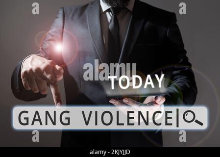 Inspiration showing sign Gang Violence. Word for infringement of the laws caused by group of criminals and gangsters Stock Photo
