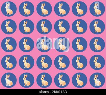 Minimalist seamless pattern with black rabbit, vector clipart Stock Vector