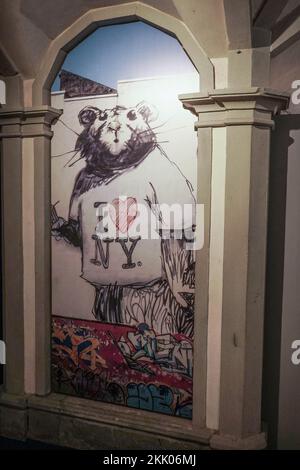 Inside Banksy Exhibition in Florence Stock Photo