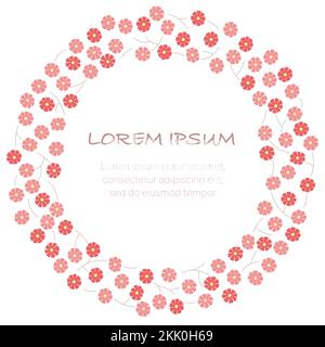 Vector Round Watercolor Botanical Frame Isolated On A White Background. Stock Vector
