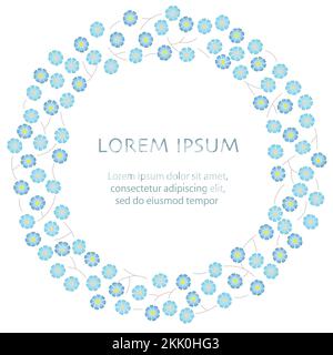 Vector Round Watercolor Botanical Frame Isolated On A White Background. Stock Vector