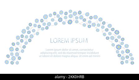 Vector Blue Floral Arch Frame With Text Space Isolated On A White Background. Stock Vector