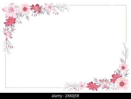 Vector Watercolor Rectangle Botanical Frame Isolated On A White ...