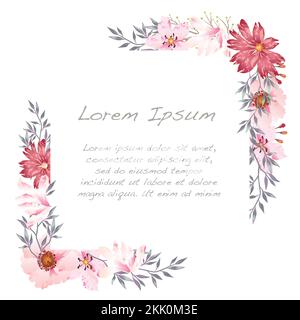 Vector Round Watercolor Botanical Frame Isolated On A White Background. Stock Vector