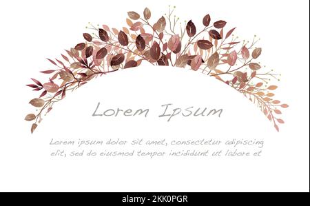 Vector watercolor botanical arch background isolated on a white background. Stock Vector