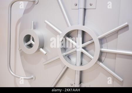 large iron open safe with two doors Stock Photo