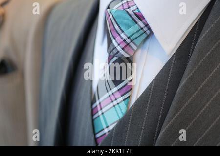 men shirt clothing with tie on white. Stock Photo