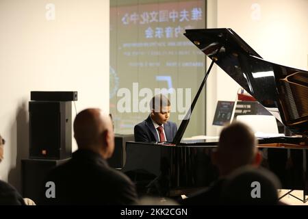 Tel Aviv, Israel. 24th Nov, 2022. An Israeli teenager performs piano solo at a concert marking the fifth founding anniversary of the China Cultural Center in Tel Aviv, Israel, on Nov. 24, 2022. Credit: Wang Zhuolun/Xinhua/Alamy Live News Stock Photo