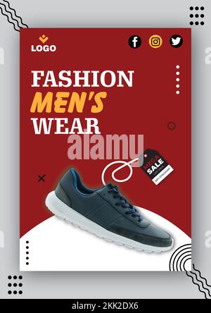 Flyer Fully Editable Template For Shoes Collection Stock Vector