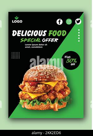 Flyer Fully Editable Template For Burger Restaurant Stock Vector