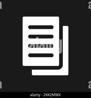 Copy dark mode glyph ui icon Stock Vector