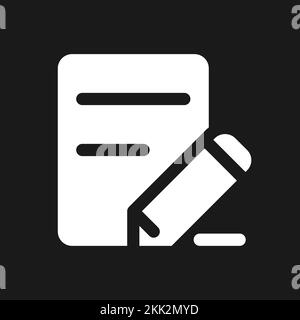 Edit text dark mode glyph ui icon Stock Vector