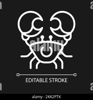 Crab pixel perfect white linear icon for dark theme Stock Vector