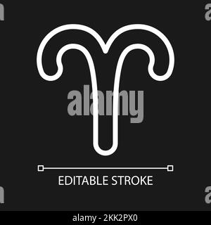 Aries pixel perfect white linear icon for dark theme Stock Vector