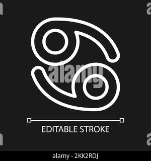 Cancer pixel perfect white linear icon for dark theme Stock Vector
