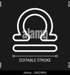 Libra pixel perfect white linear icon for dark theme Stock Vector