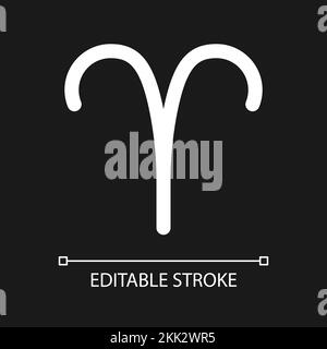 Aries pixel perfect minimalistic white linear icon for dark theme Stock Vector