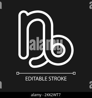 Capricorn pixel perfect white linear icon for dark theme Stock Vector