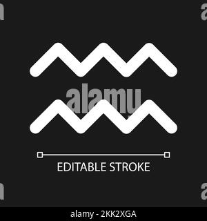 Aquarius pixel perfect minimalistic white linear icon for dark theme Stock Vector