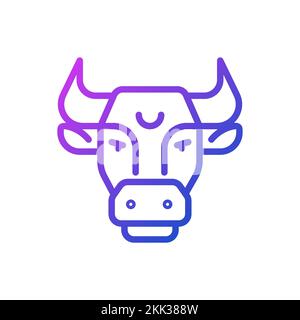 Bull head pixel perfect gradient linear vector icon Stock Vector