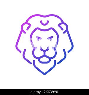 Lion head pixel perfect gradient linear vector icon Stock Vector