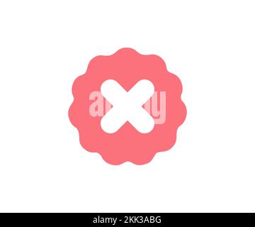 Red cross mark medal, flat and modern checkmark logo design. Isolated tick symbols, checklist signs badge, red wrong, delete cross mark vector design. Stock Vector