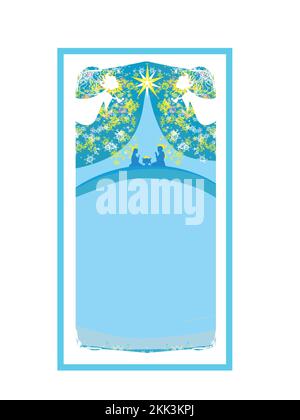 Biblical scene - birth of Jesus in Bethlehem. Stock Vector
