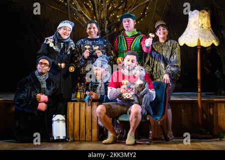 London, UK. 25 November 2022. The cast of ‘The Wind in the Wilton’s’ performing at Wilton’s Music Hall in east London. The re-imagining of The Wind in the Willows runs until 31 December. Picture date: Friday November 25, 2022. Photo credit should read: Matt Crossick/Empics/Alamy Live News Stock Photo