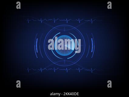Abstract geometric monitor screen and heart waves technology background.  Vector illustration. Stock Vector