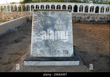 Plaque at the port city of Massawa in the State of Eritrea Stock Photo