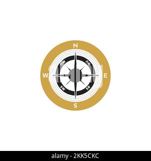 Compass logo design. pointer north, south, east, west, compass symbol. direction sign. vector element illustration. Stock Vector