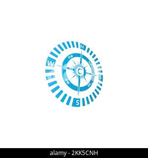 Compass logo design. pointer north, south, east, west, compass symbol. direction sign. vector element illustration. Stock Vector