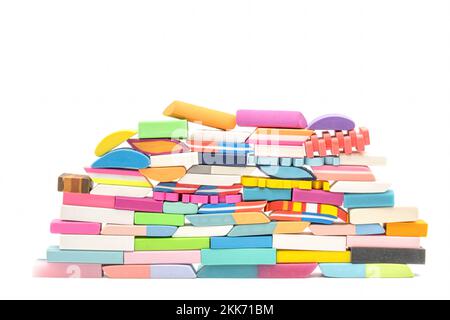 erasers arranged in overlapping rows Stock Photo