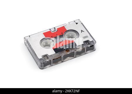 Microcassette for voice recorder or answering machine isolated on white background Stock Photo