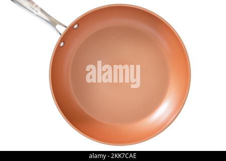 Frying pan, skillet isolated on white background, flat lay Stock Photo