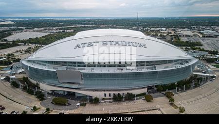 AT and T stadium in the city of Arlington - home of the Dallas Cowboys - aerial view - DALLAS, UNITED STATES - OCTOBER 30, 2022 Stock Photo
